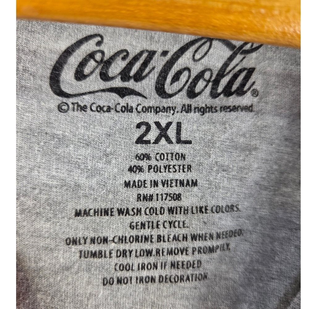 Coca-Cola Graphic T-Shirt Womens 2XL Heather Gray Distressed Logo Short Sleeve - Picture 3 of 5